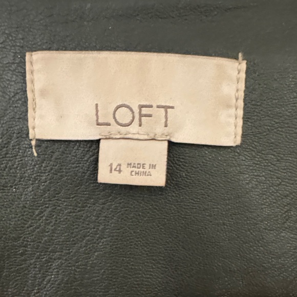 LOFT Women's Olive Leather Jacket - Picture 2 of 4